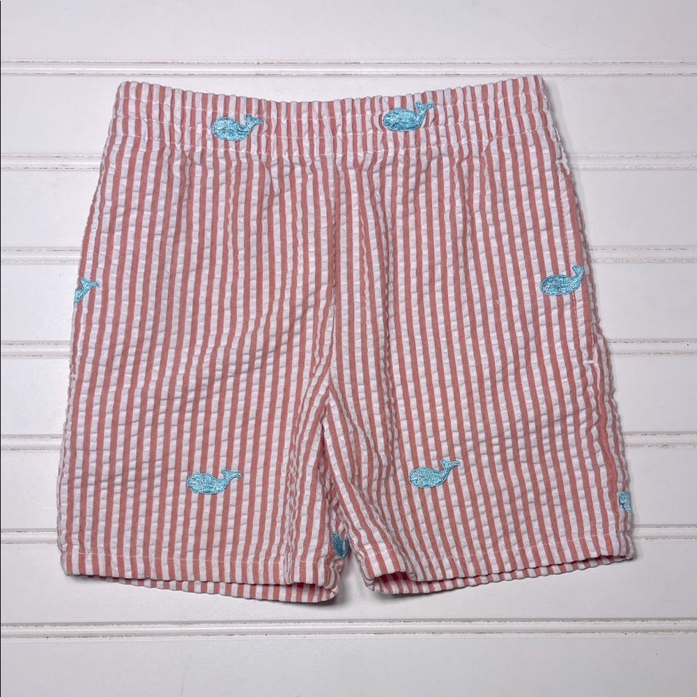KELLYS KIDS EUC Embroidered Whale Seersucker Elastic Shorts w/ Pockets